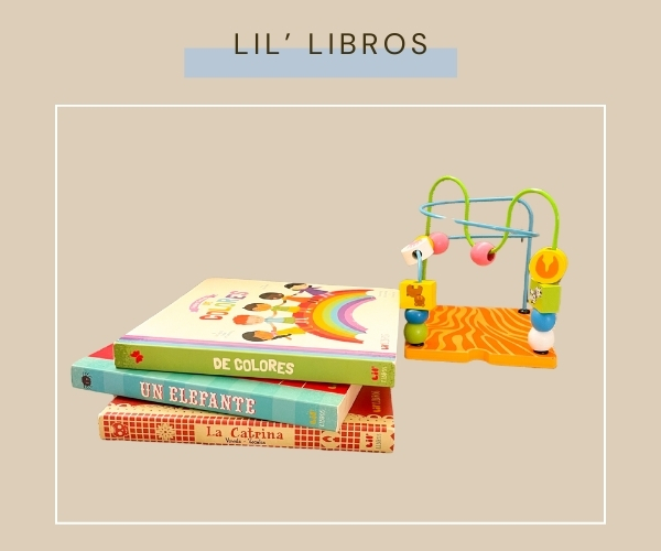 Title Celebrate-Latina-owned-Businesses with an image of three books by Lil' Libros stacked on one another.